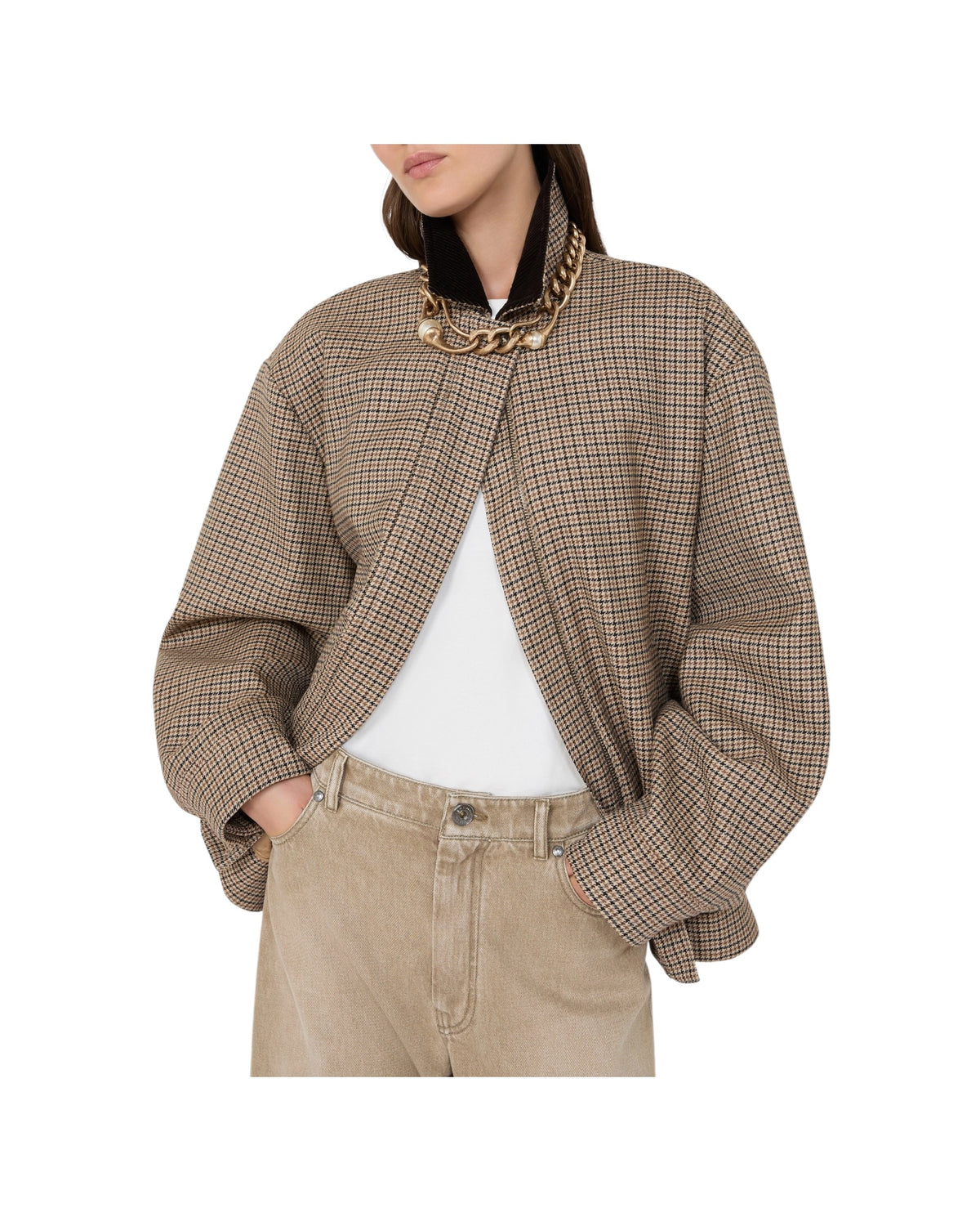 Giacca bomber in lana Pied de Poule Marrone FESTA 001 MAX MARA WEEKEND 
