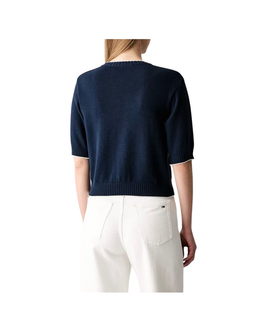 Maglia in filato di cotone con ricami Blu FIACRE 019 MAX MARA WEEKEND 