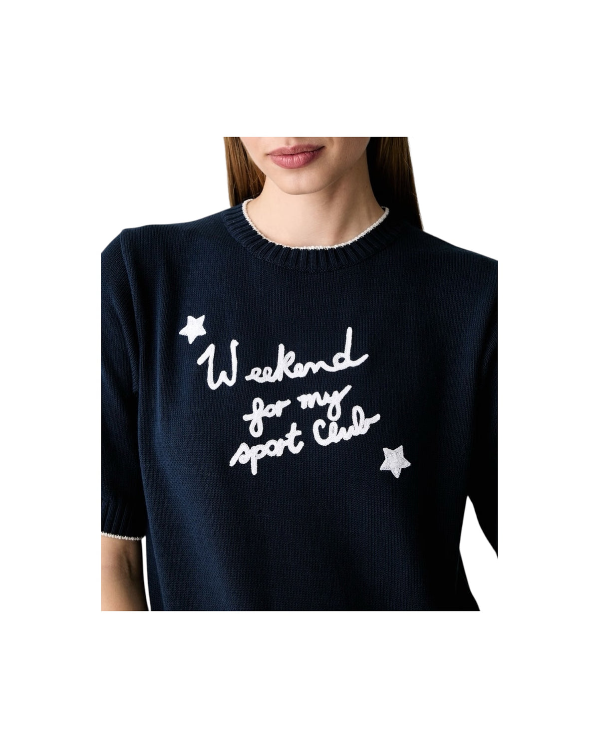 Maglia in filato di cotone con ricami Blu FIACRE 019 MAX MARA WEEKEND 