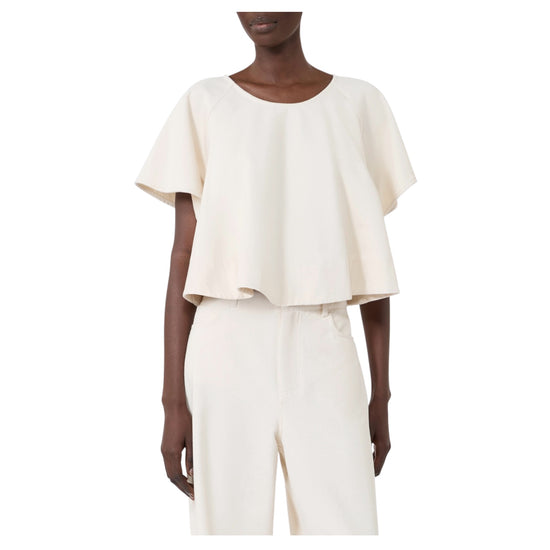 Blusa crop in cotone Ecru FORTE 001 MAX MARA WEEKEND 