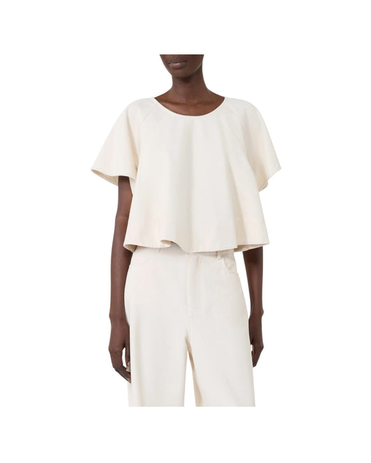 Blusa crop in cotone Ecru FORTE 001 MAX MARA WEEKEND 