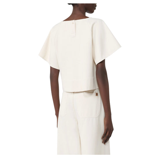 Blusa crop in cotone Ecru FORTE 001 MAX MARA WEEKEND 
