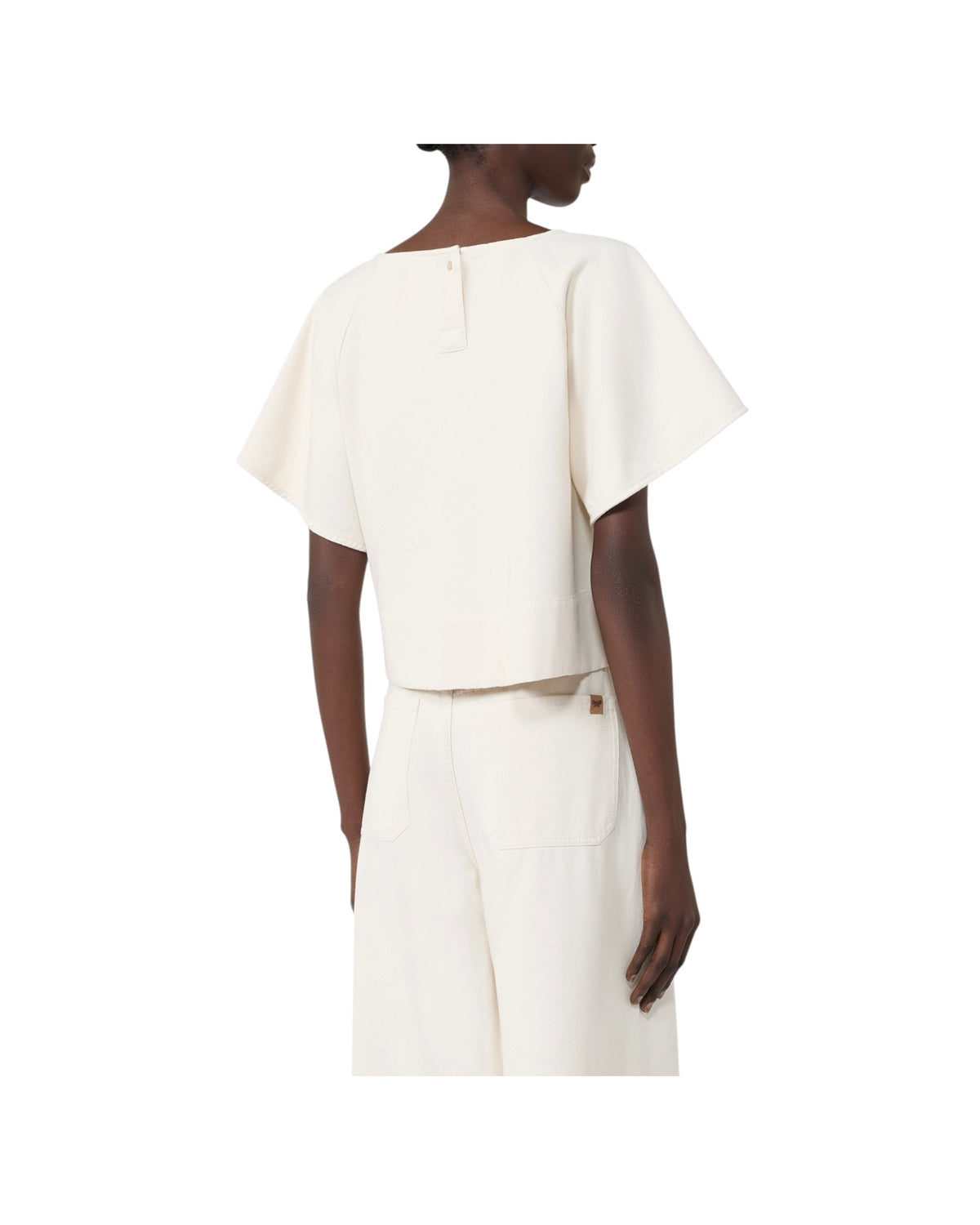 Blusa crop in cotone Ecru FORTE 001 MAX MARA WEEKEND 