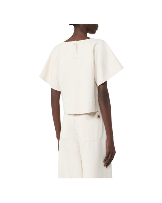 Blusa crop in cotone Ecru FORTE 001 MAX MARA WEEKEND 