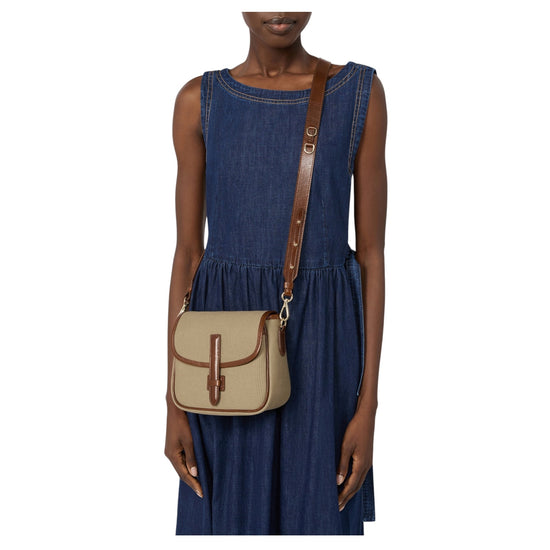Borsa a tracolla piccola in canvas e pelle Verde militare GAP 002 MAX MARA WEEKEND 