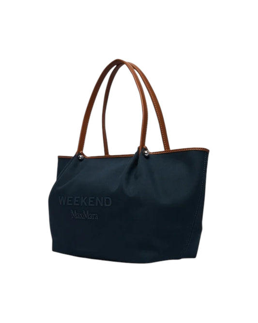Shopping bag in canvas e pelle Blu GETTO 003 MAX MARA WEEKEND 