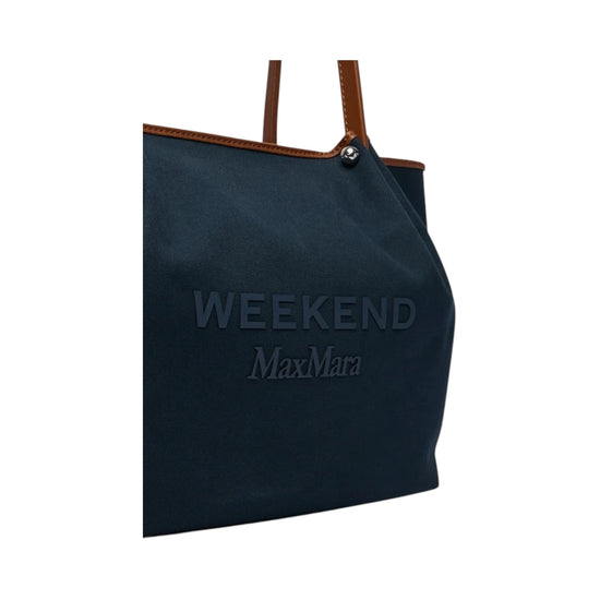 Shopping bag in canvas e pelle Blu GETTO 003 MAX MARA WEEKEND 