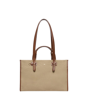Shopping bag in canvas e pelle Verde militare GIANNA 002 MAX MARA WEEKEND 
