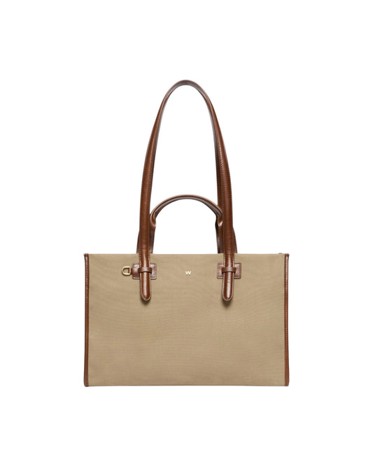 Shopping bag in canvas e pelle Verde militare GIANNA 002 MAX MARA WEEKEND 