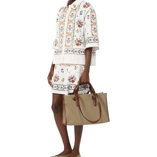 Shopping bag in canvas e pelle Verde militare GIANNA 002 MAX MARA WEEKEND 