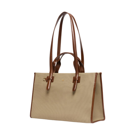 Shopping bag in canvas e pelle Verde militare GIANNA 002 MAX MARA WEEKEND 