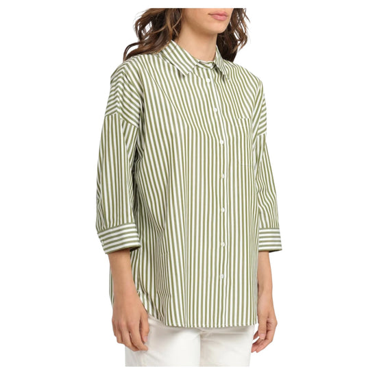 Camicia boxy in popeline di cotone Bianco/Verde GIRALDA 005 MAX MARA WEEKEND 
