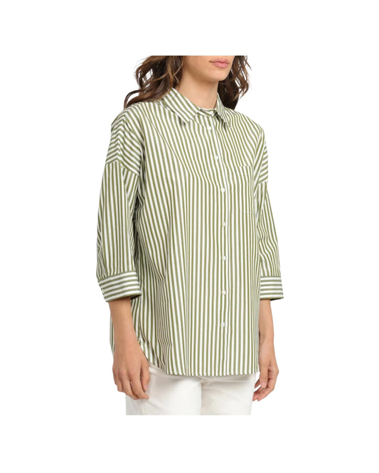 Camicia boxy in popeline di cotone Bianco/Verde GIRALDA 005 MAX MARA WEEKEND 
