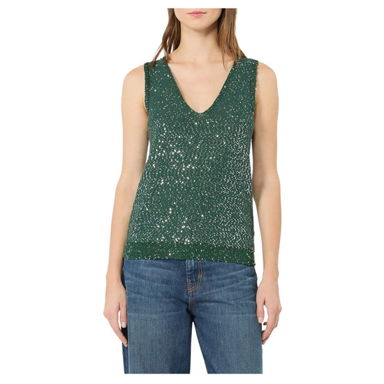 Maglia smanicata con paillettes Verde MILORD 002 MAX MARA WEEKEND 