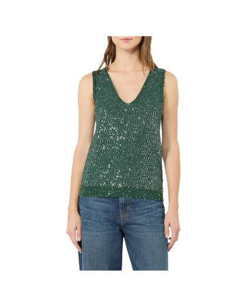 Maglia smanicata con paillettes Verde MILORD 002 MAX MARA WEEKEND 