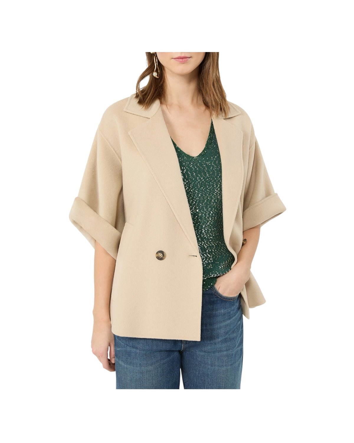 Cappotto corto in drap di lana Sabbia NEO 064 MAX MARA WEEKEND 