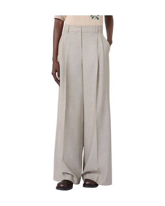 Pantalone Wide leg in tela di lana Nocciola OVVIO 001 MAX MARA WEEKEND 