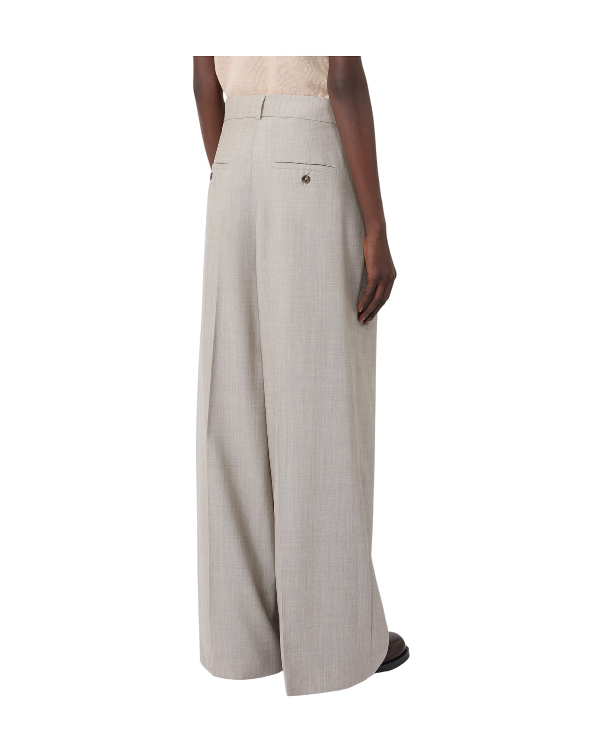 Pantalone Wide leg in tela di lana Nocciola OVVIO 001 MAX MARA WEEKEND 