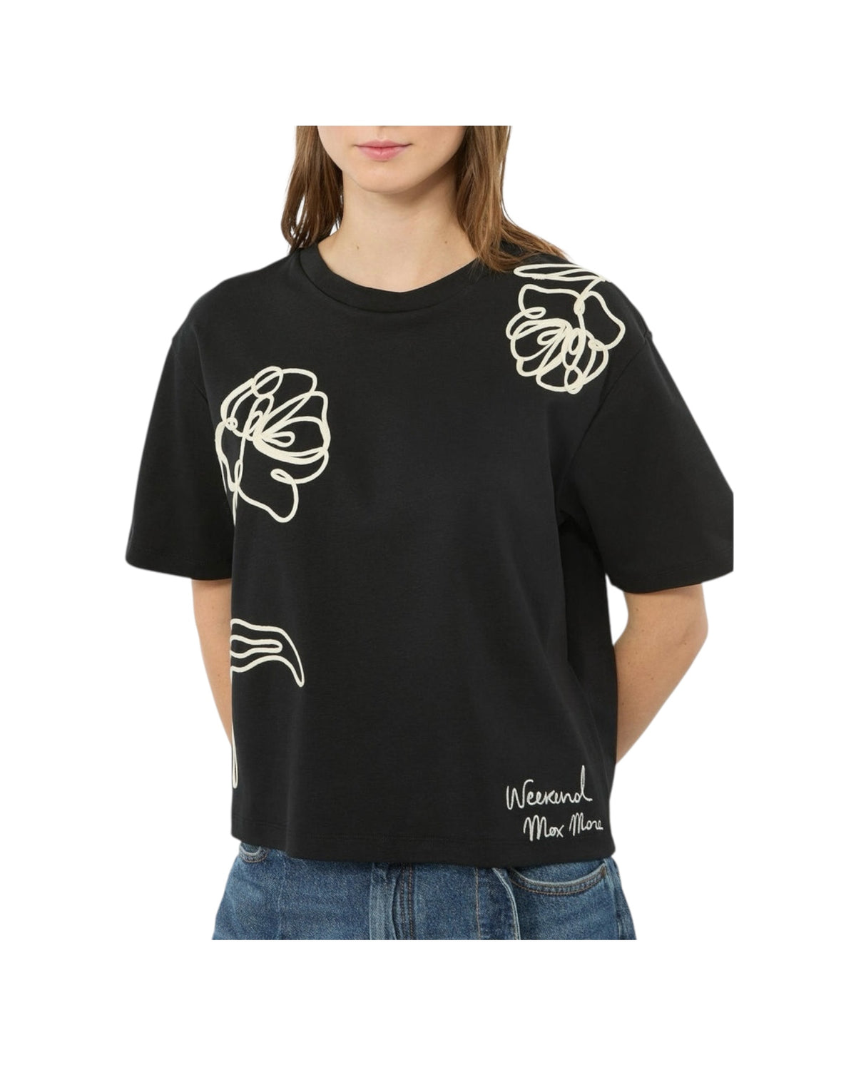 T-Shirt boxy in cotone Nero SALA 008 MAX MARA WEEKEND 