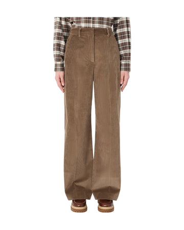 Pantalone in velluto di cotone Marrone chiaro TANIA 023 MAX MARA WEEKEND 