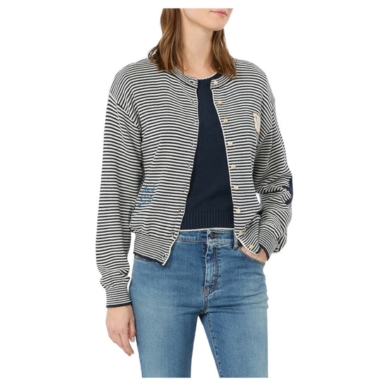 Cardigan in filato di cotone con intarsi Blu TEIERA 021 MAX MARA WEEKEND 