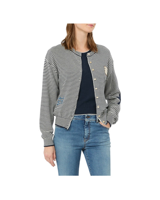 Cardigan in filato di cotone con intarsi Blu TEIERA 021 MAX MARA WEEKEND 