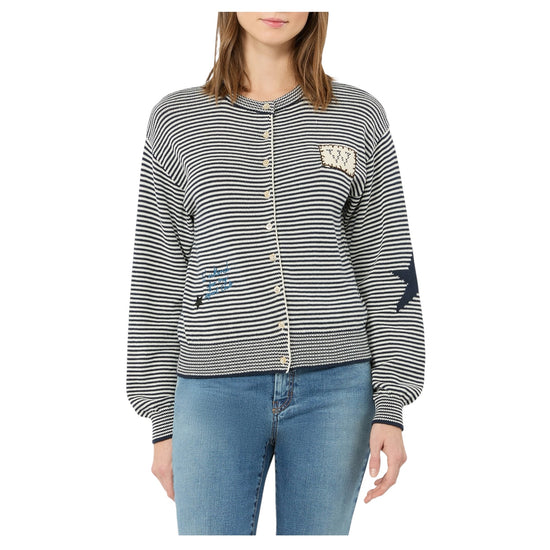 Cardigan in filato di cotone con intarsi Blu TEIERA 021 MAX MARA WEEKEND 