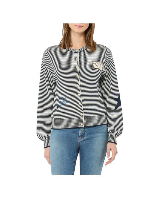 Cardigan in filato di cotone con intarsi Blu TEIERA 021 MAX MARA WEEKEND 