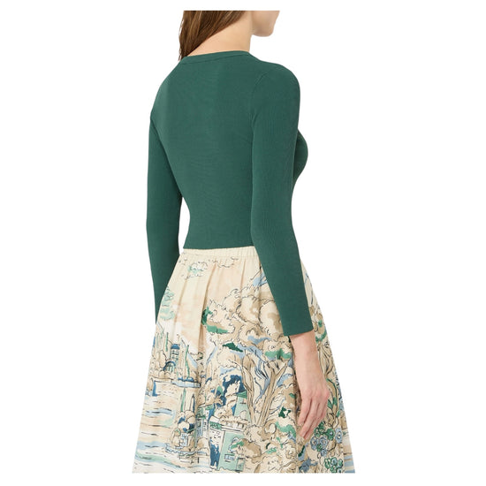 Cardigan a costine in filato di viscosa Verde TENNIS 003 MAX MARA WEEKEND 