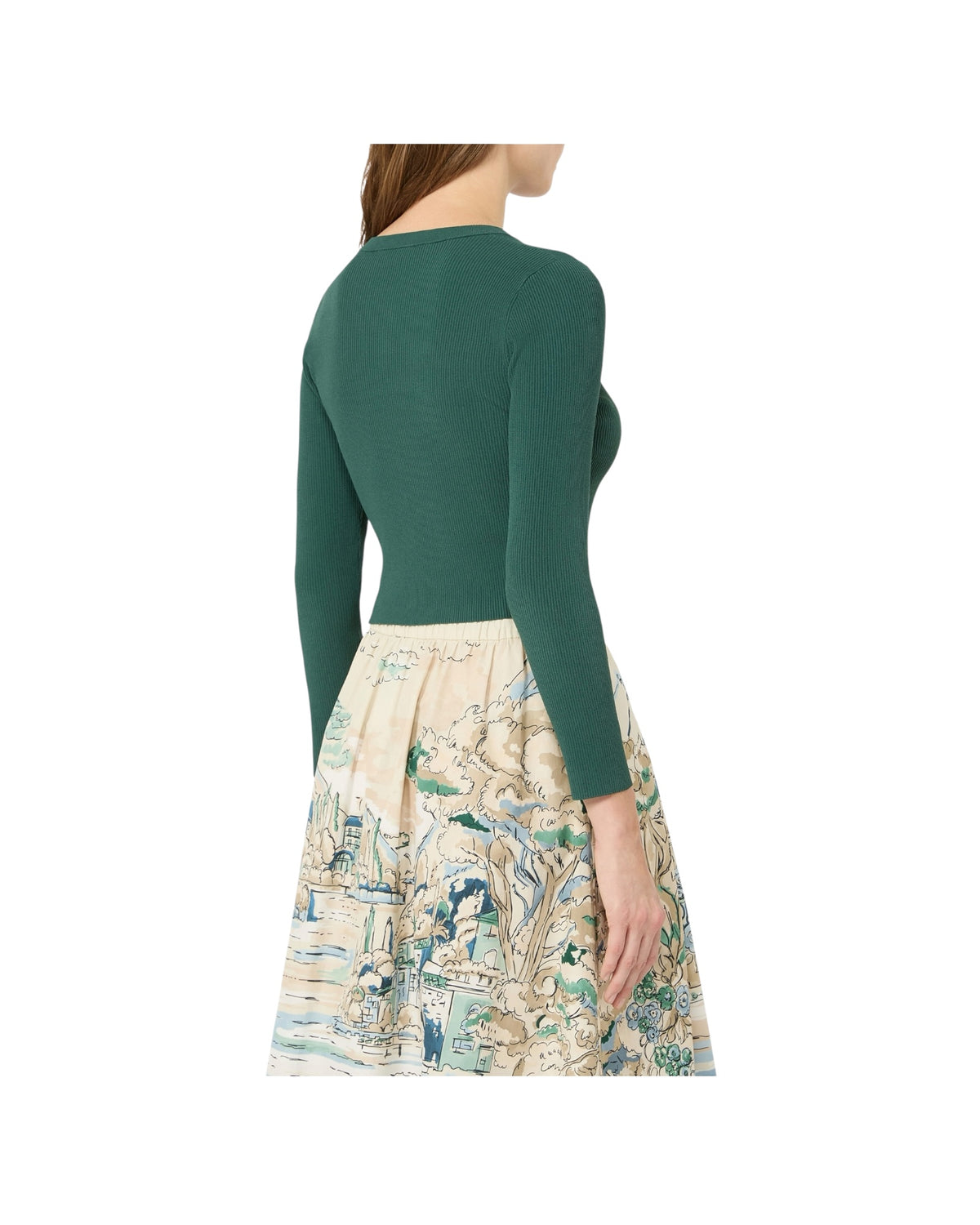 Cardigan a costine in filato di viscosa Verde TENNIS 003 MAX MARA WEEKEND 