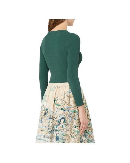 Cardigan a costine in filato di viscosa Verde TENNIS 003 MAX MARA WEEKEND 