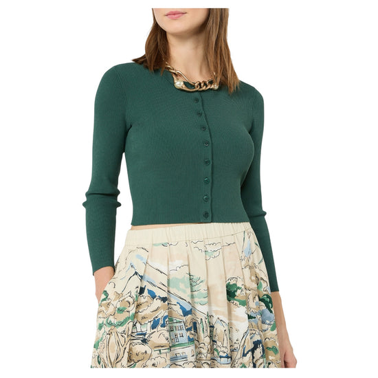 Cardigan a costine in filato di viscosa Verde TENNIS 003 MAX MARA WEEKEND 