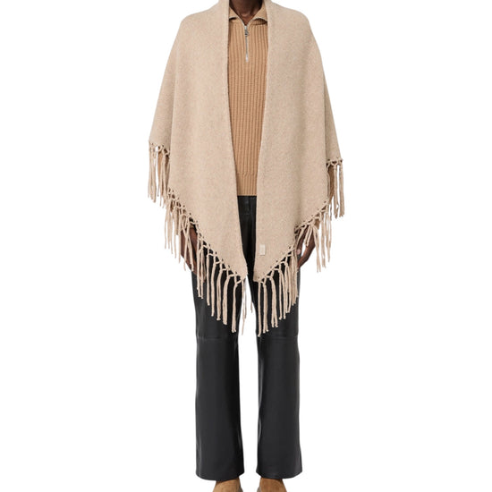 Scialle in lana con frange Cammello TORNADO 011 MAX MARA WEEKEND 