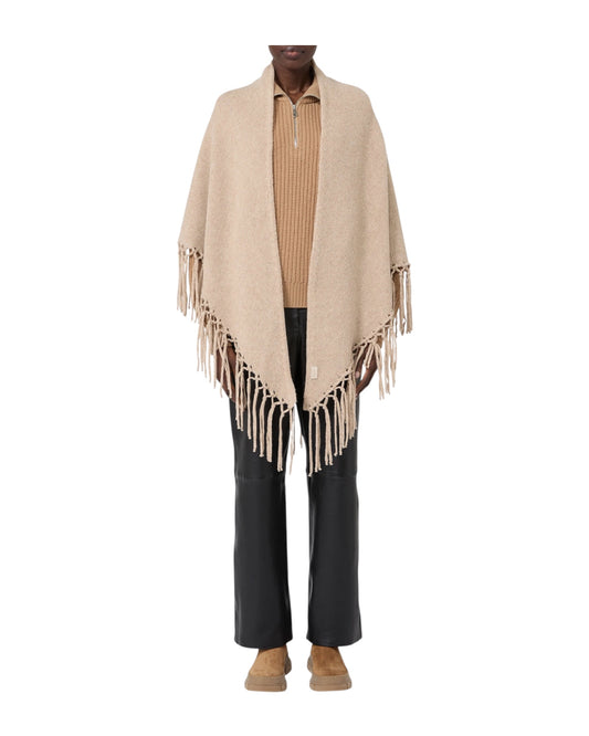 Scialle in lana con frange Cammello TORNADO 011 MAX MARA WEEKEND 
