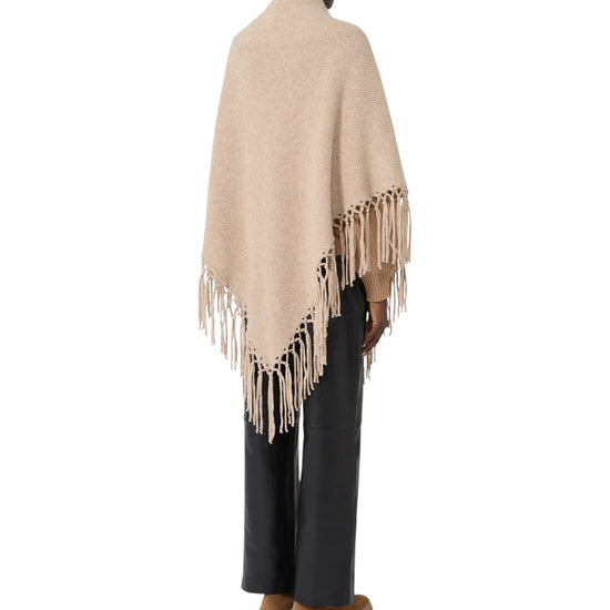 Scialle in lana con frange Cammello TORNADO 011 MAX MARA WEEKEND 