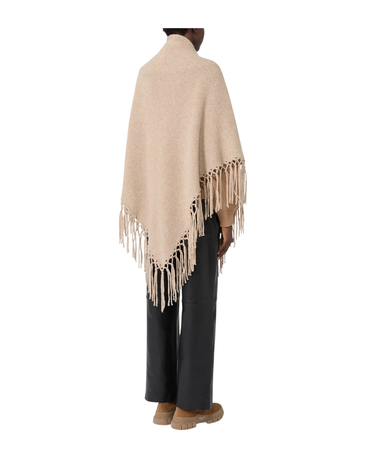Scialle in lana con frange Cammello TORNADO 011 MAX MARA WEEKEND 