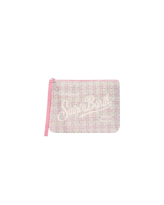 Pochette Rosa in tweed con ricamo logo in lurex ALI0027 00171M MC2 SAINT BARTH 