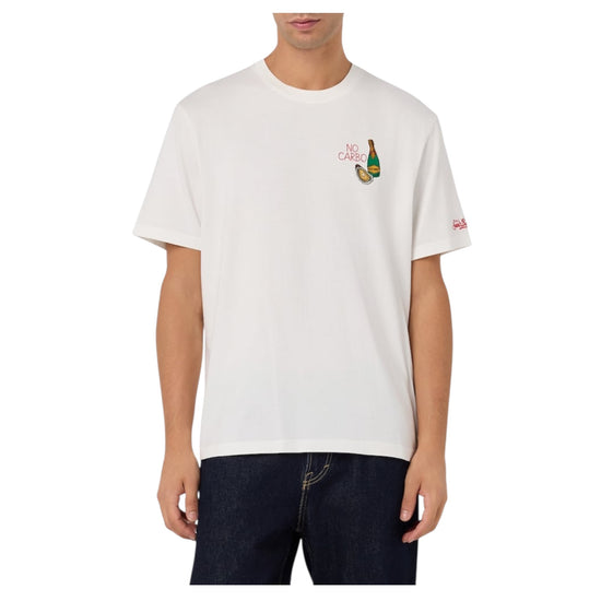 T-Shirt in cotone Bianco con ricamo No Carbo ARN0001 03584M MC2 SAINT BARTH 