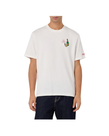 T-Shirt in cotone Bianco con ricamo No Carbo ARN0001 03584M MC2 SAINT BARTH 