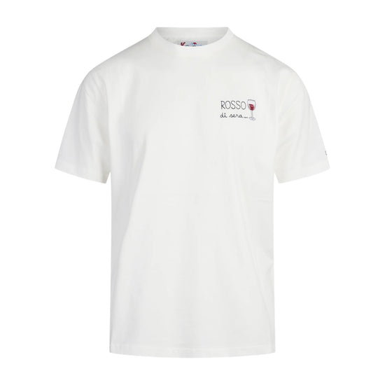 T-Shirt in cotone Bianco con ricamo Rosso di sera ARN0001 03586M MC2 SAINT BARTH 