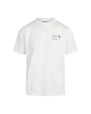 T-Shirt in cotone Bianco con ricamo Rosso di sera