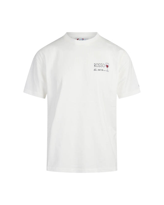 T-Shirt in cotone Bianco con ricamo Rosso di sera ARN0001 03586M MC2 SAINT BARTH 