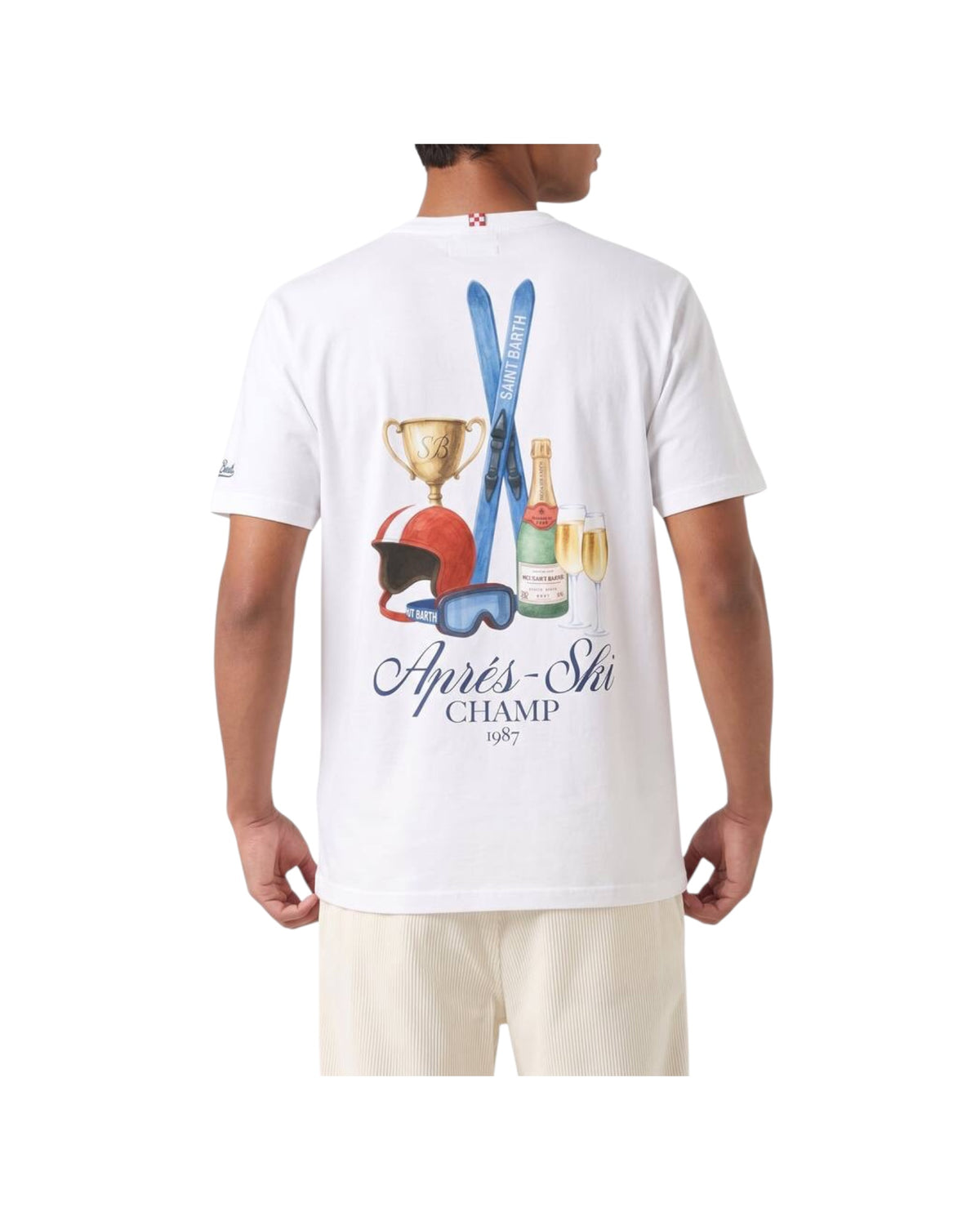 T-Shirt in cotone Bianco con grafica posteriore ARN0004 00260M MC2 SAINT BARTH 