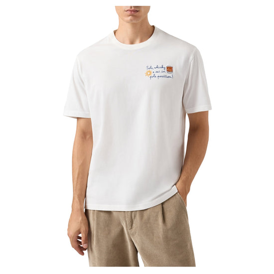 T-Shirt in cotone invernale con ricamo Sole whisky e sei in pole position ARN0004 02764M MC2 SAINT BARTH 