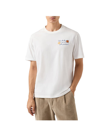 T-Shirt in cotone invernale con ricamo Sole whisky e sei in pole position ARN0004 02764M MC2 SAINT BARTH 