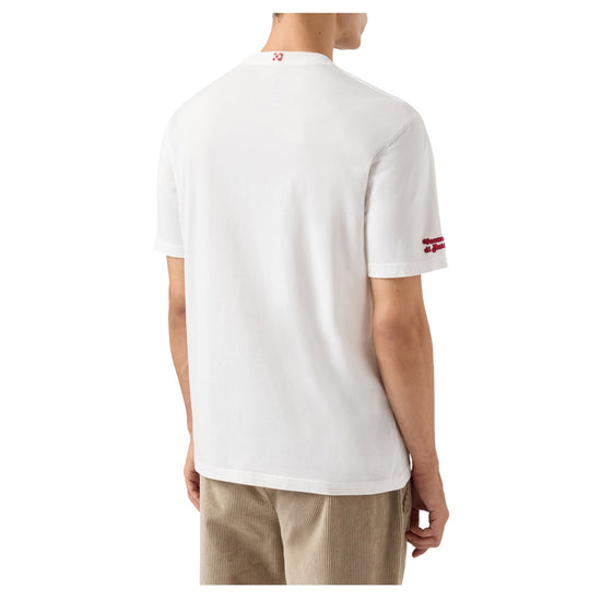 T-Shirt in cotone invernale con ricamo Sole whisky e sei in pole position ARN0004 02764M MC2 SAINT BARTH 