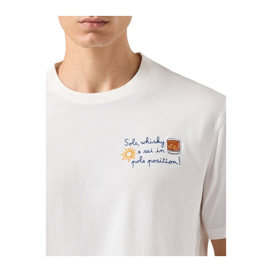 T-Shirt in cotone invernale con ricamo Sole whisky e sei in pole position ARN0004 02764M MC2 SAINT BARTH 