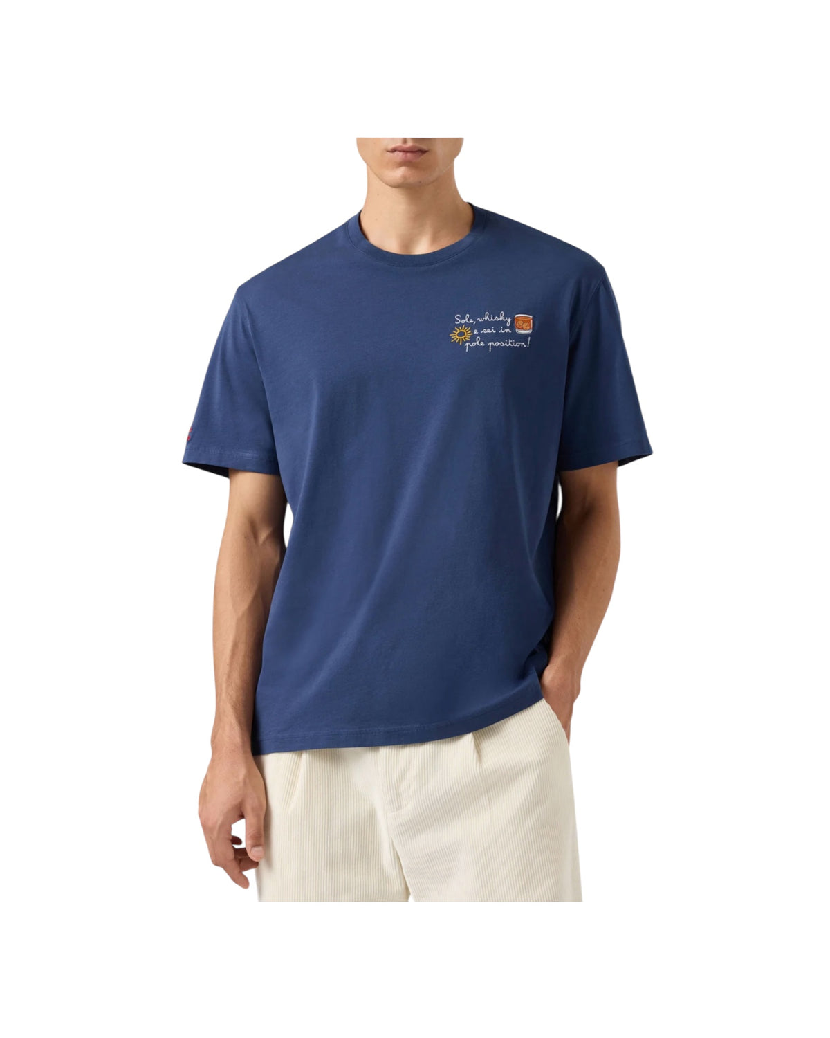 T-shirt in cotone invernale con ricamo Sole, wishy e sei in pole position ARN0004 02766M MC2 SAINT BARTH 