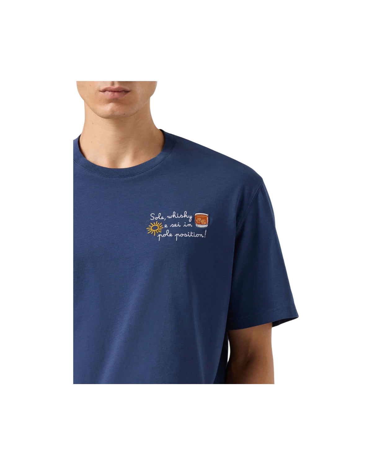 T-shirt in cotone invernale con ricamo Sole, wishy e sei in pole position ARN0004 02766M MC2 SAINT BARTH 