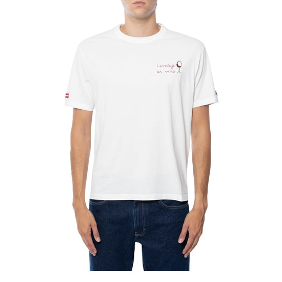 T-shirt in cotone invernale con ricamo Levateje er vino Bianco ARN0004 02770M MC2 SAINT BARTH 